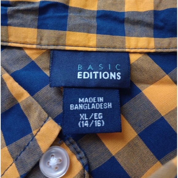 2 Button Up Shirts Long Sleeve Short Sleeve Size 14-16 - Picture 3 of 13